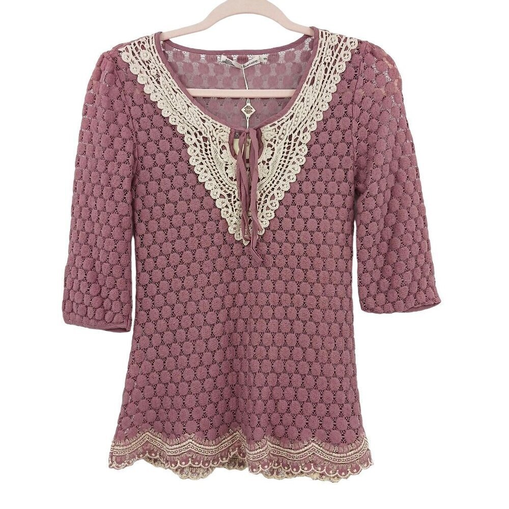 Solitaire Crochet Lace Tunic Top Size Small